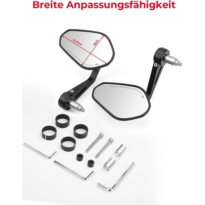 Motorrad Lenkerendenspiegel E-geprüft 360° drehbar 22mm