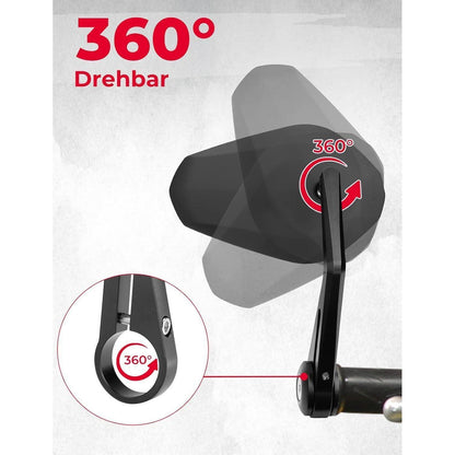 Motorrad Lenkerendenspiegel E-geprüft 360° drehbar 22mm