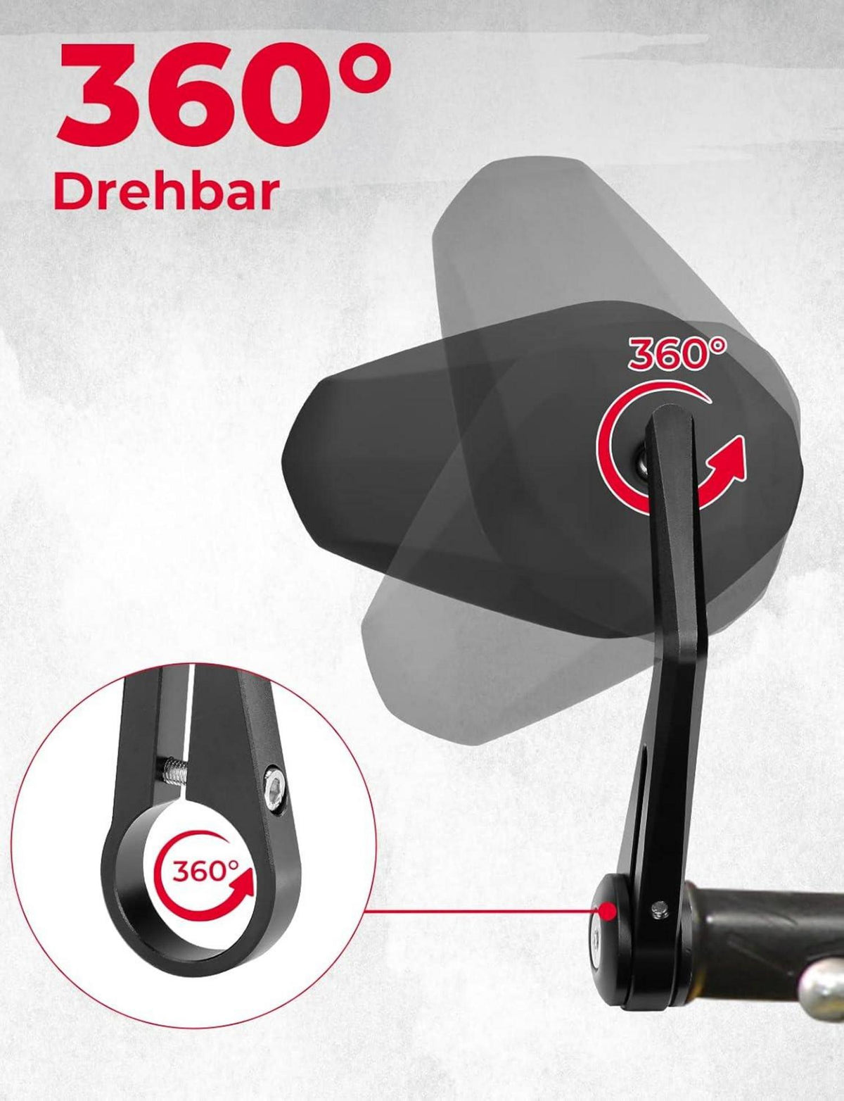 Motorrad Lenkerendenspiegel, 2 Stück E-geprüft 360° drehbar 22mm