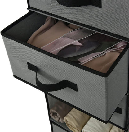 Kleiderschrank Organizer Hängend mit Schubladen, Grau
