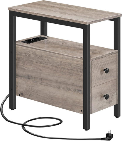 Beistelltisch mit Ladestation und USB-Anschluss, 2 Schubladen, Stabil