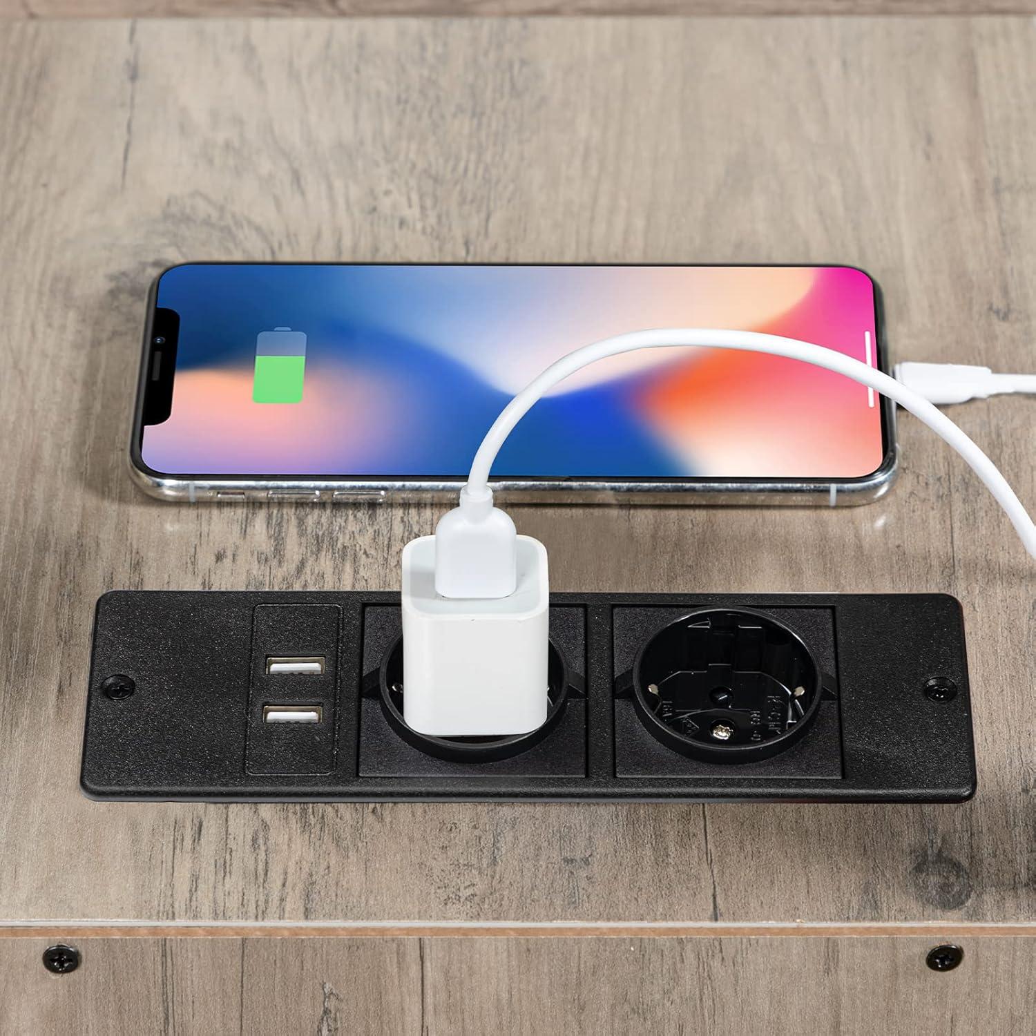 Beistelltisch mit Ladestation und Schubladen USB Steckdose Nachttisch