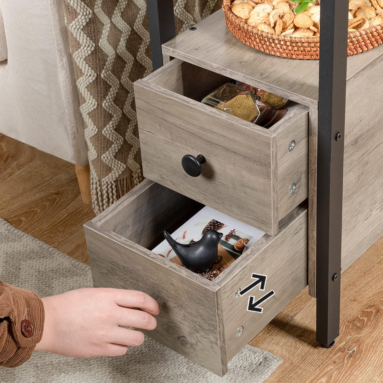 Beistelltisch mit Ladestation und Schubladen USB Steckdose Nachttisch