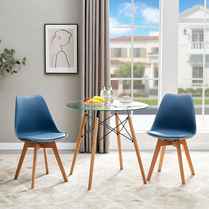 Esszimmerstühle Set 4er Buche Holz, Skandinavisch Morandi Dunkelblau