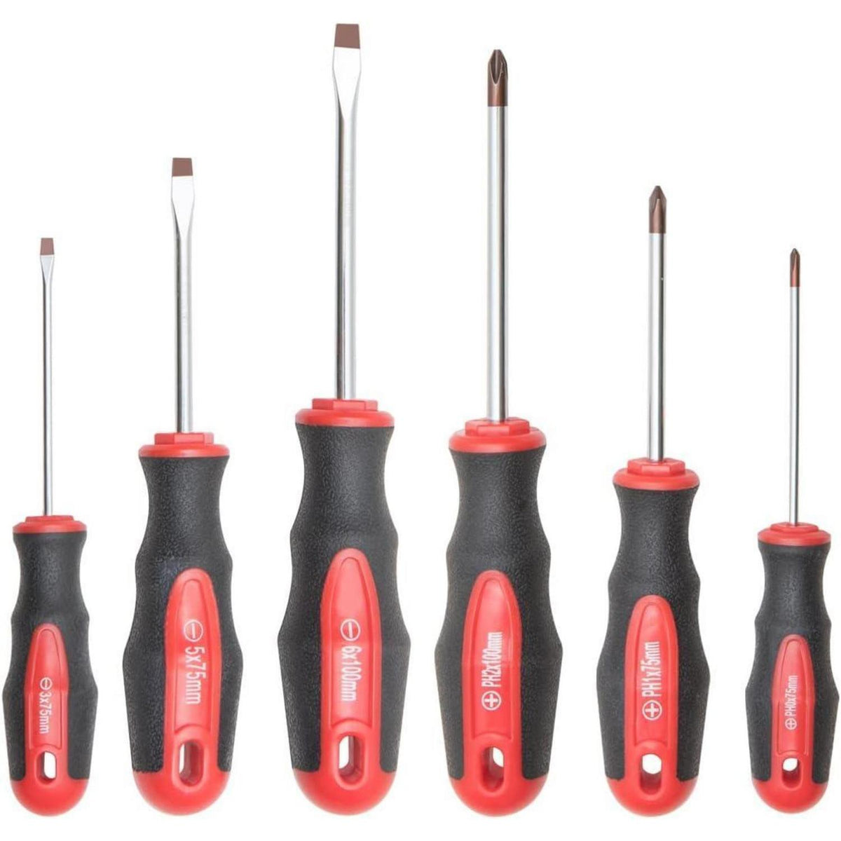 Schraubendreher-Set 6-teilig mit magnetischer Spitze, Rot