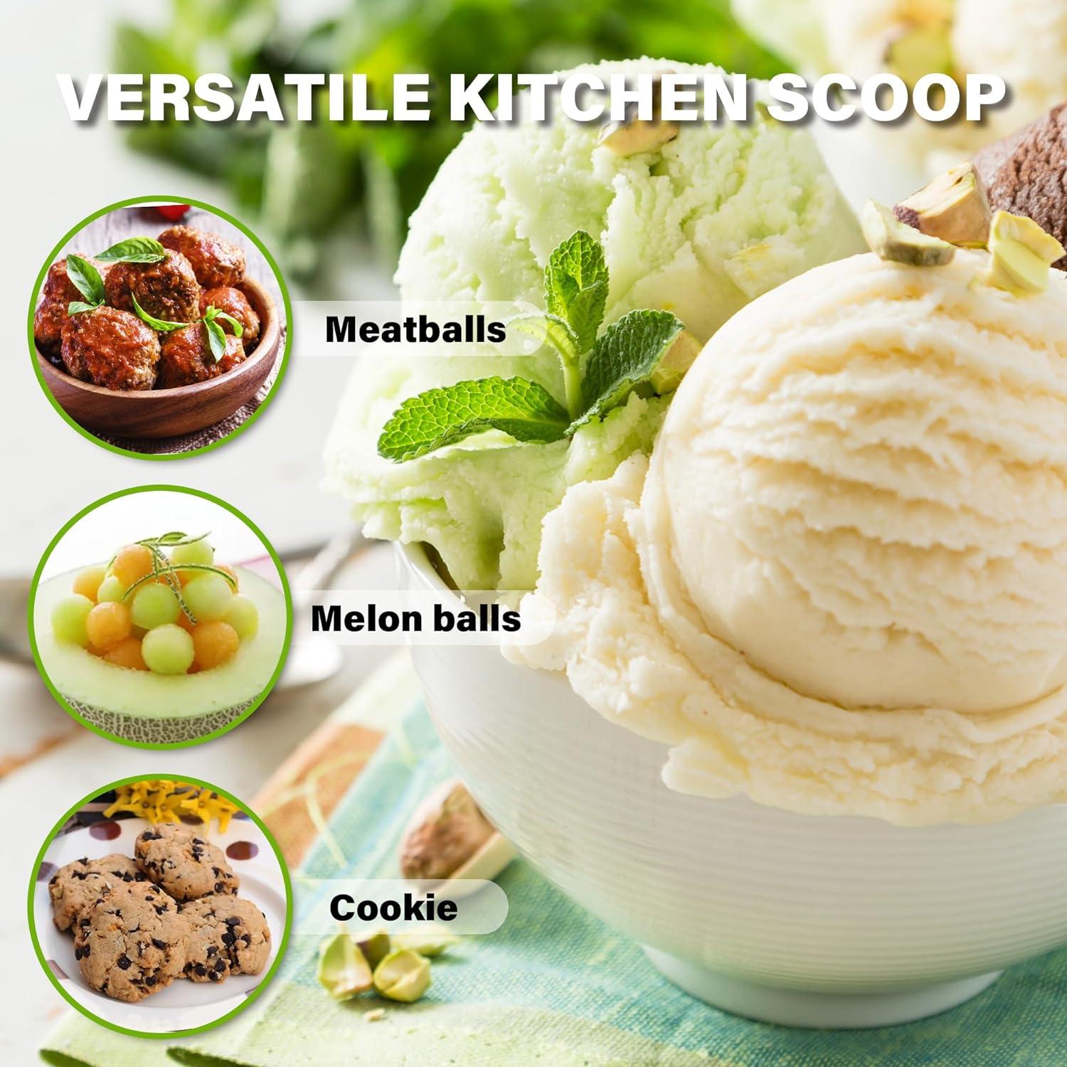Eisportionierer Edelstahl 4,4cm Eislöffel 30ml Auslöser Griff für Eiscreme