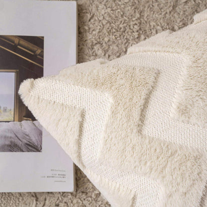 Weihnachts Kissenbezüge 2er Set Wolle Optik 40x60cm Beige