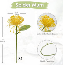Künstliche Chrysanthemen Blumen Gelb 30cm 6er Set - Deko für