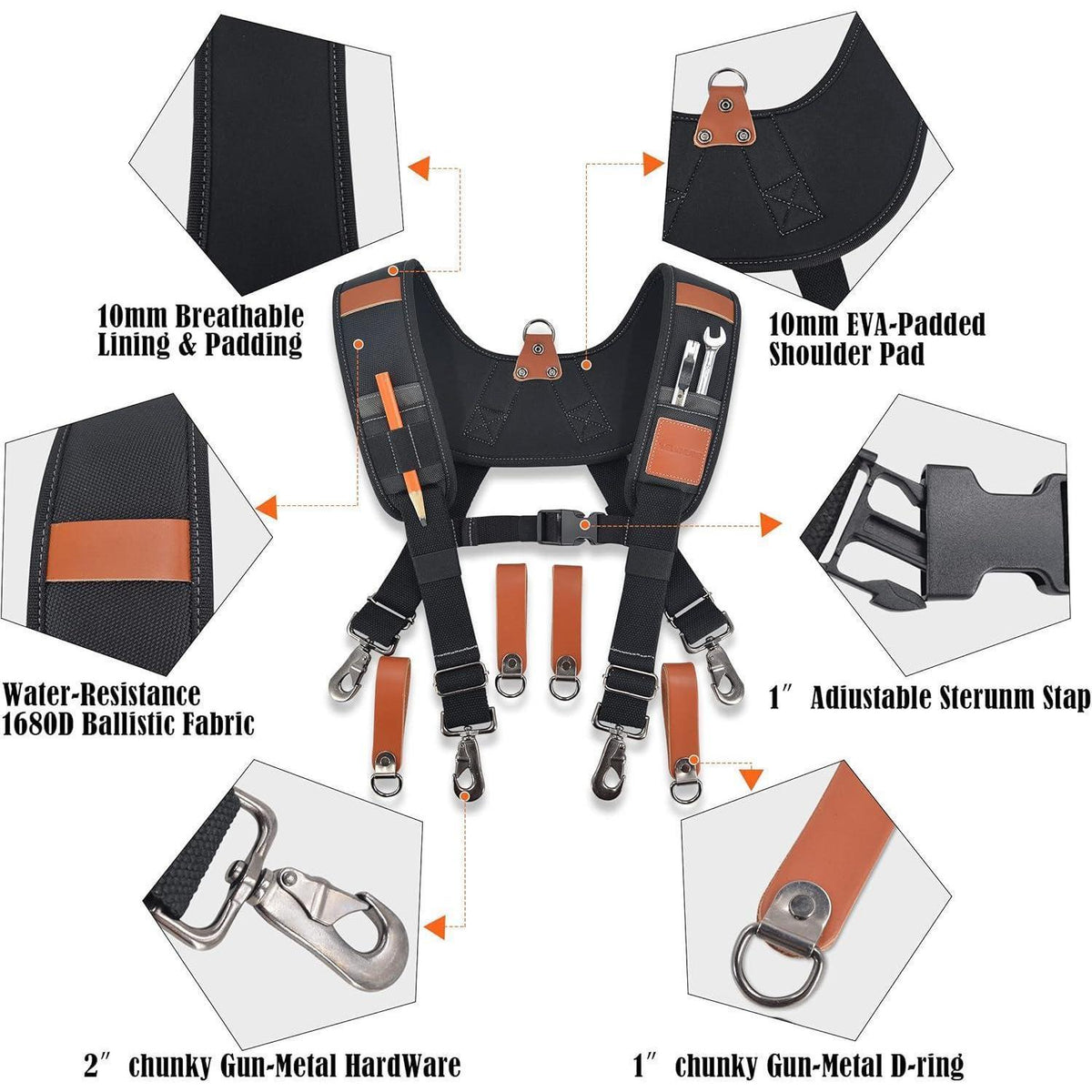 Robuste Leder-Werkzeuggürtel-Hosenträger für Bau & Tischler