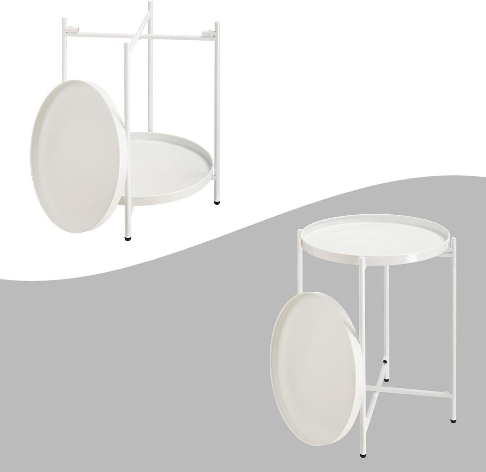 HollyHOME Beistelltisch Metall 2 Ebenen Snacktisch Couchtisch Teetisch Nachttisch Sofatisch