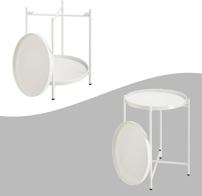 HollyHOME Beistelltisch Metall 2 Ebenen Snacktisch Couchtisch Teetisch Nachttisch Sofatisch