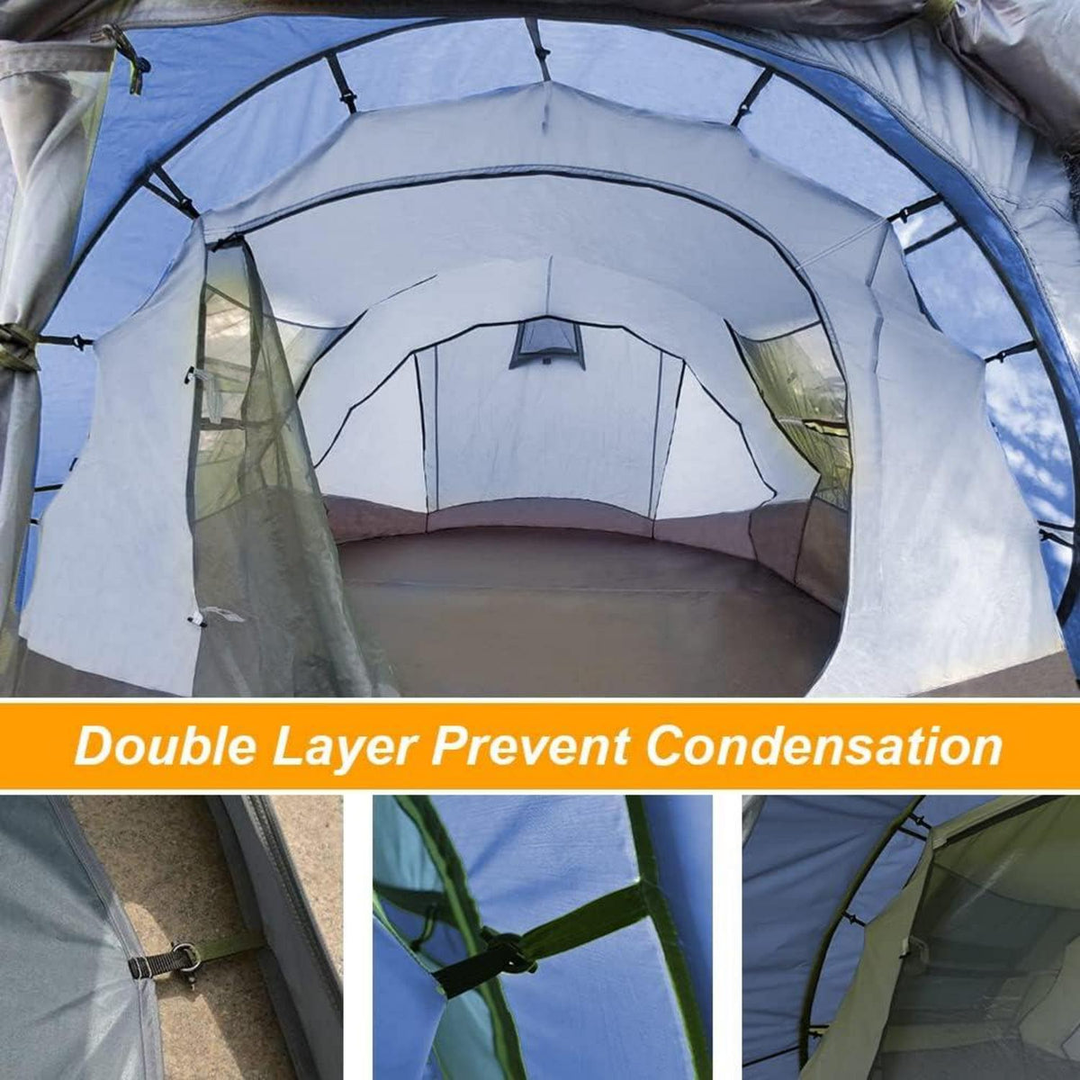 AYAMAYA Zelt 4-6 Personen Wasserdicht Pop up Familienzelt 6-Mann Zelt Outdoor Grau Marine