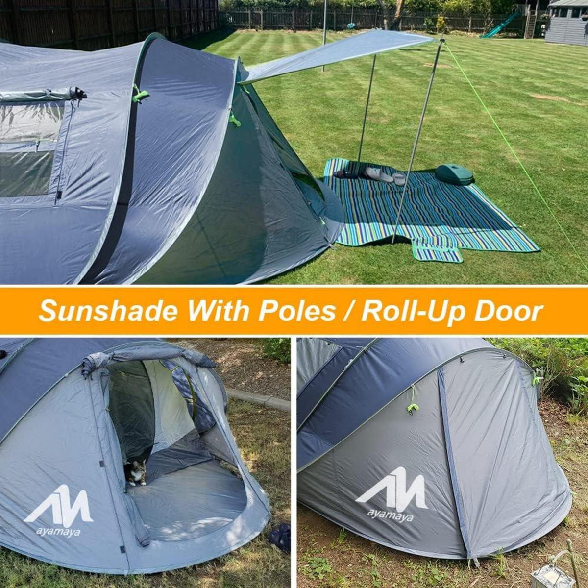 Zelt 4-6 Personen Wasserdicht Pop up Familienzelt 5 Fenster Outdoor