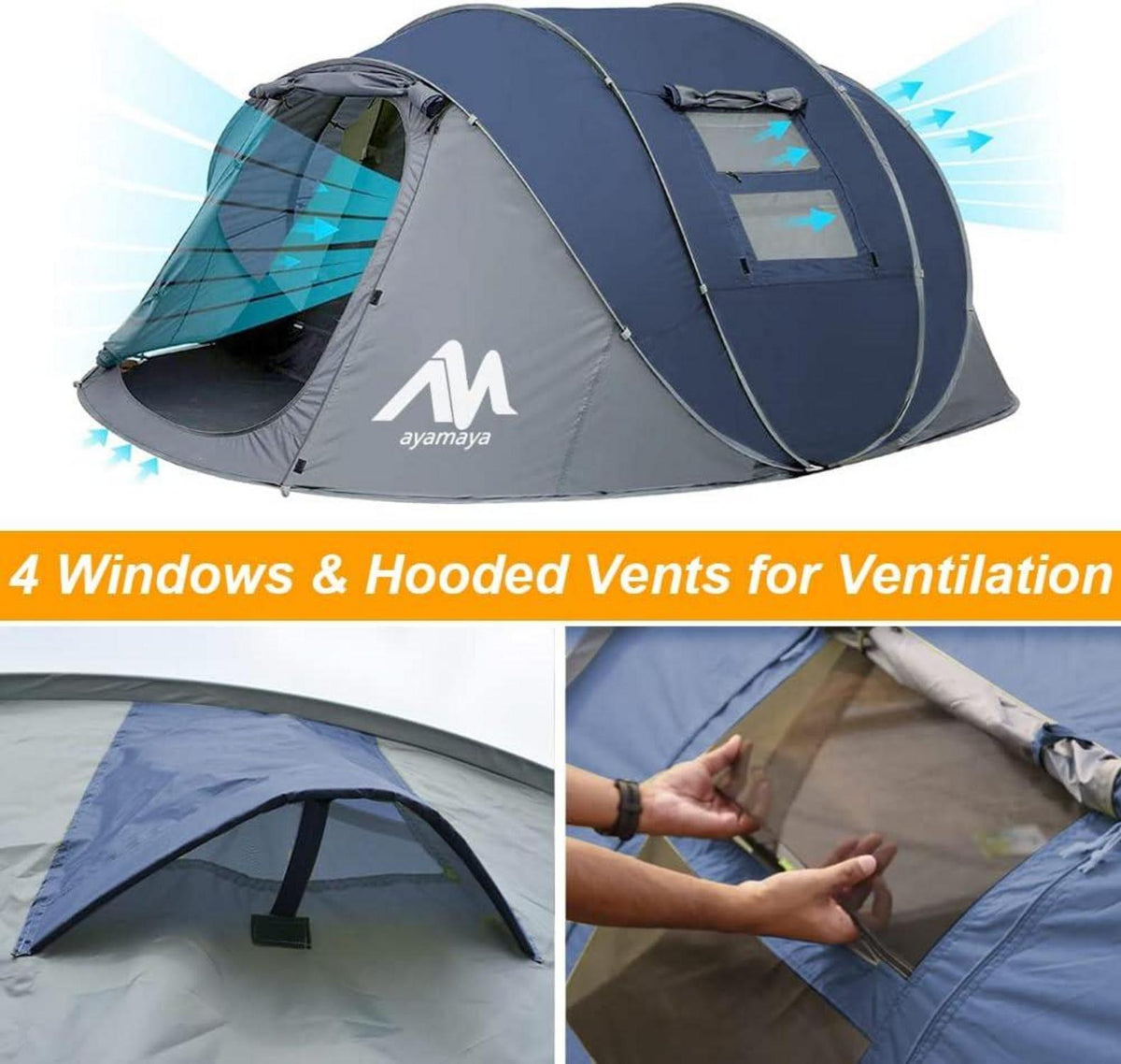 Pop up Camping Zelt 4-6 Personen Wasserdicht Doppelwandig mit Vorraum