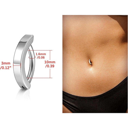 Edelstahl Bauchnabelpiercing 14ga 10mm Silber Gold Set