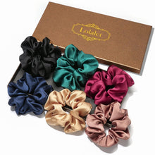 6er Set Seidige Satin-Haargummis für Damen - 6 Farben