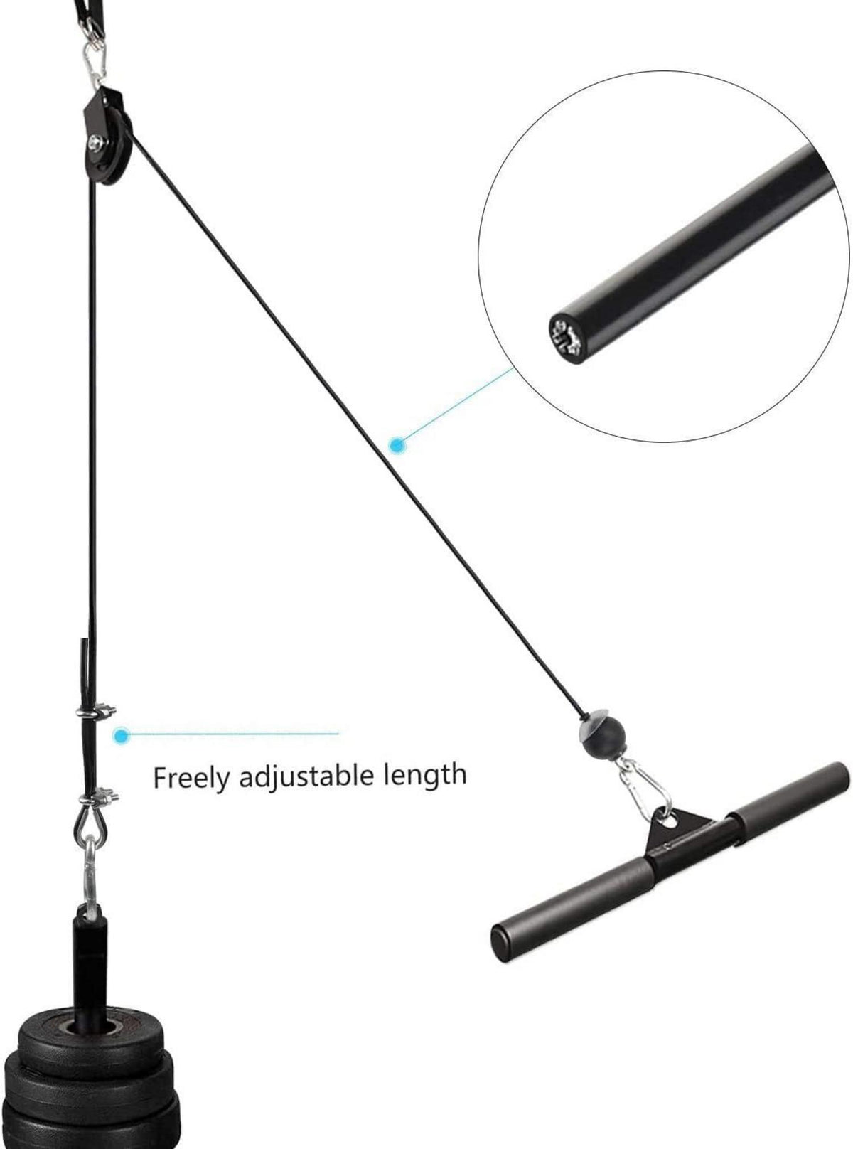 Fitness Kabel 5mm Stahlseil Latzug Kabelzug Fitness Home Gym 10m Einstellbar