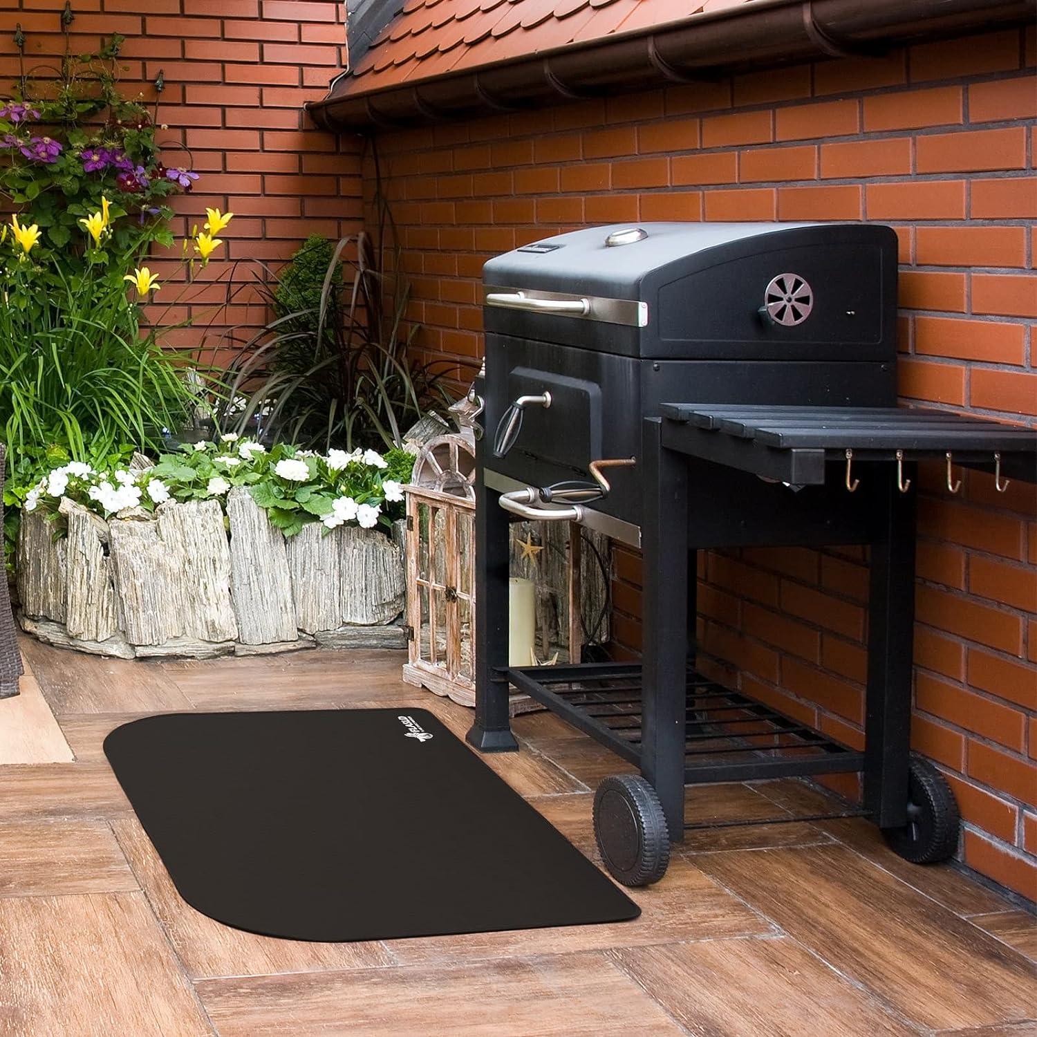 FLASLD Feuerfeste Matte 63×99 cm, Flammensicher für Innen & Außen, Schwarz
