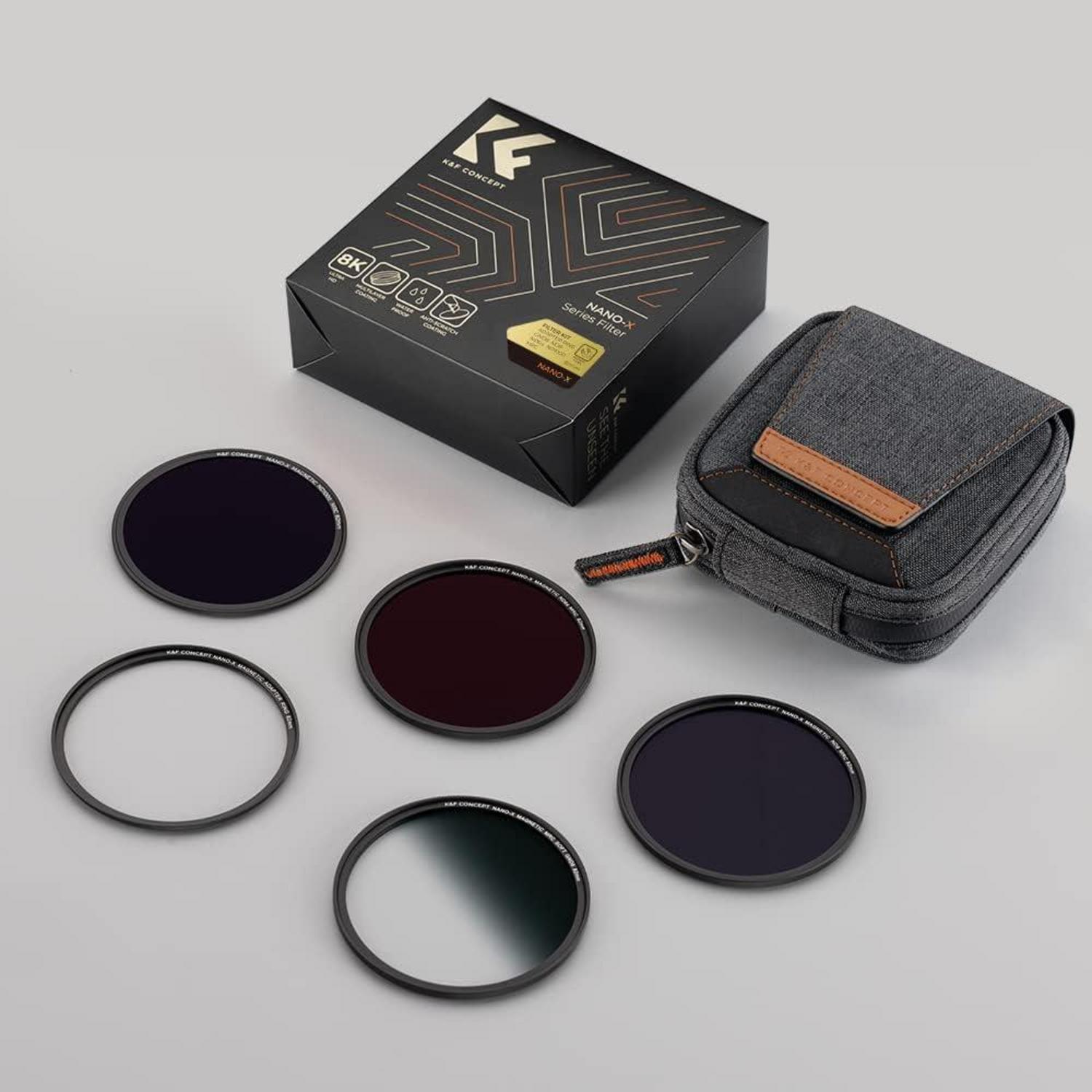 Magnetisches Filter Set Nano X-Serie 77mm GND8 ND8 ND64 ND1000 Adapterring, Tasche