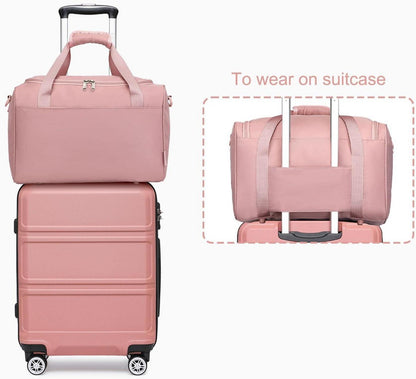 Reisekoffer Rollkoffer Set 74cm Trolley Koffer mit Reisetasche, Rosegold