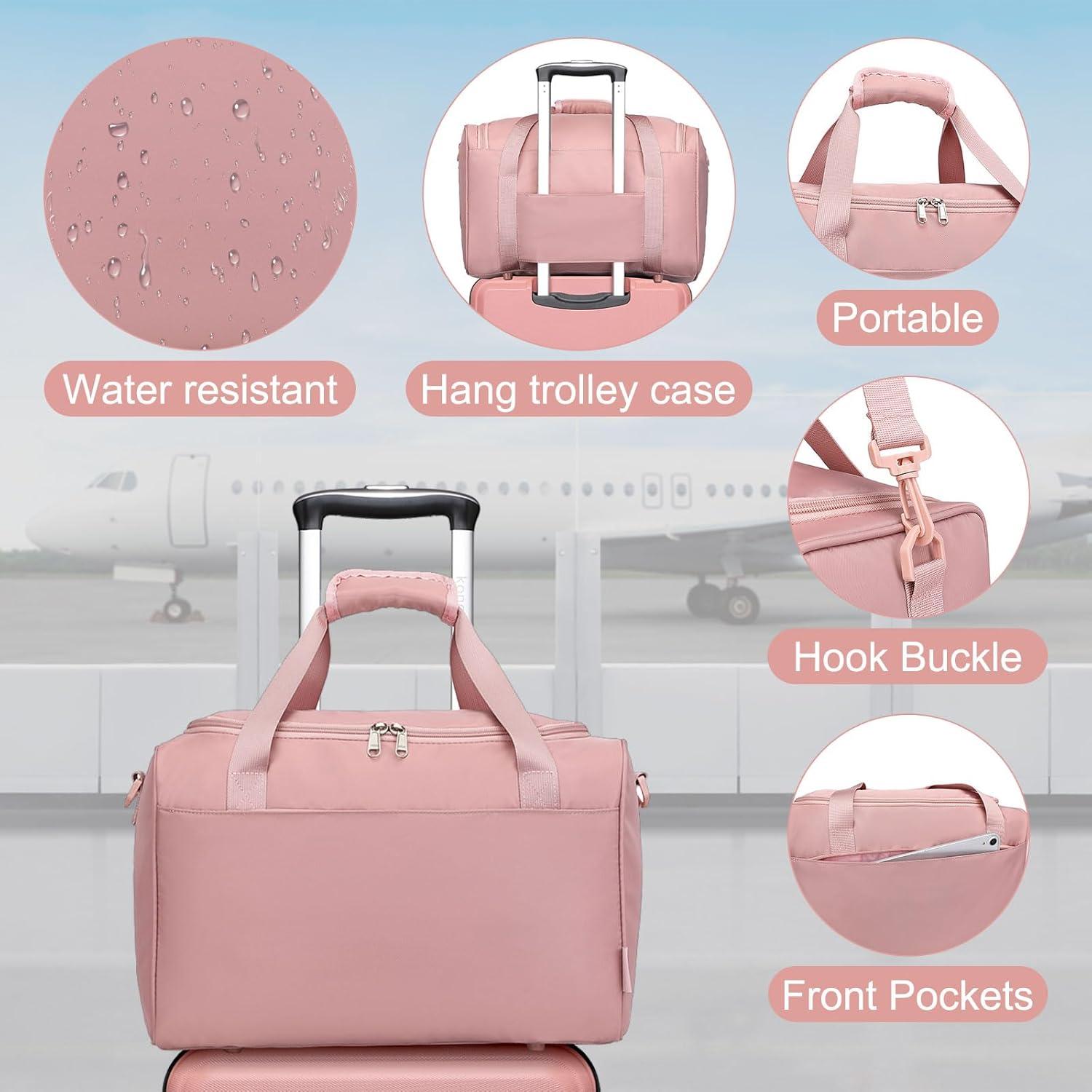 KONO Groß Reisekoffer Rollkoffer Set Gepäcksets 2 Teilig 74cm Ryanair Tasche Rosegold