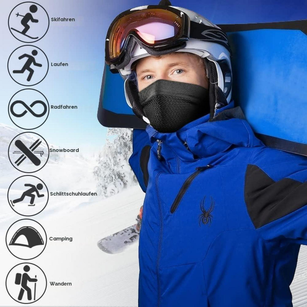 Winddichter Halswärmer für Ski, Snowboard & Motorrad
