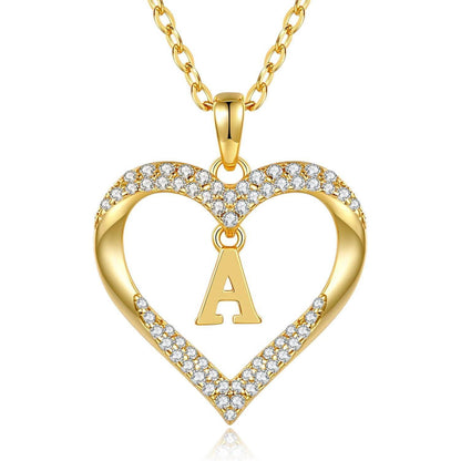 Personalisierte Initialen-Herz Halskette 925 Sterling Silber