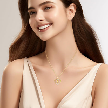 Personalisierte Initialen-Herz Halskette 925 Sterling Silber