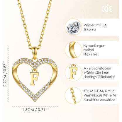 Initialen Halskette Herz Anhänger vergoldet 925 Sterling Silber