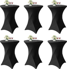 6er-Set Schwarz Stretch Stehtisch Husse Bistrotisch Ø 80-85 cm Spandex
