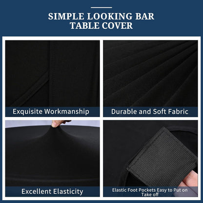 6er-Set Schwarz Stretch Stehtisch Husse Bistrotisch Ø 80-85 cm Spandex