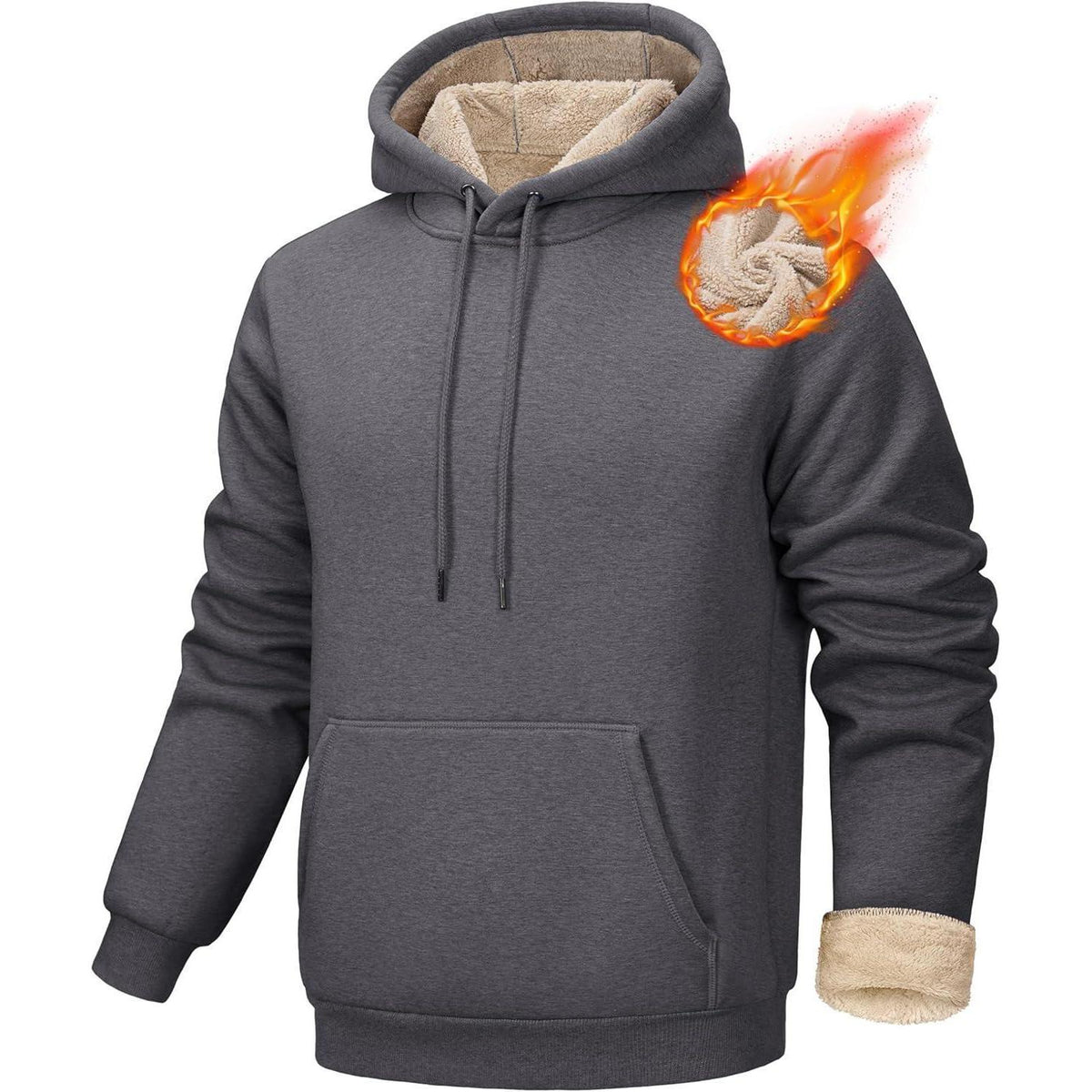 Gefütterter Kapuzenpullover Herren – Warm & Bequem Dunkelgrau