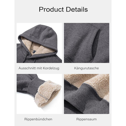 Gefütterter Kapuzenpullover Herren – Warm & Bequem Dunkelgrau