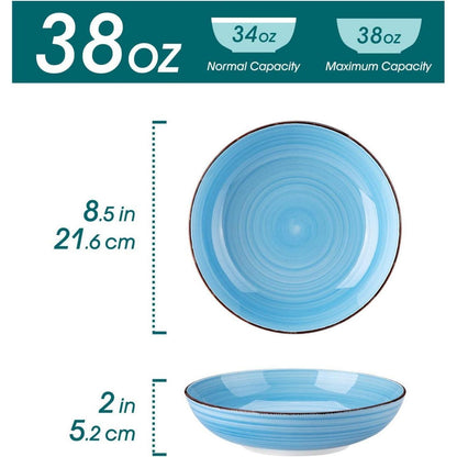 Suppenschalen Set 6er Steingut Bonita Pastateller 38 OZ Blau