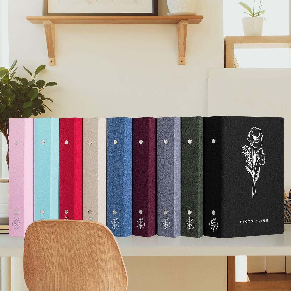 Fotoalbum 300 Taschen 10x15 Leinen Schwarz für Querformatfotos