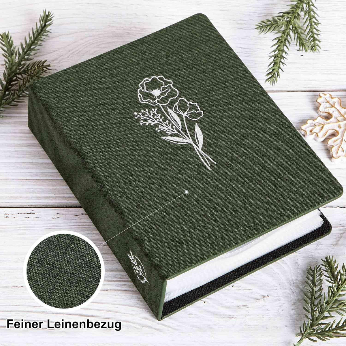 Fotoalbum 10x15 100 Taschen Leinen Einsteckalbum 2er Packung Grün