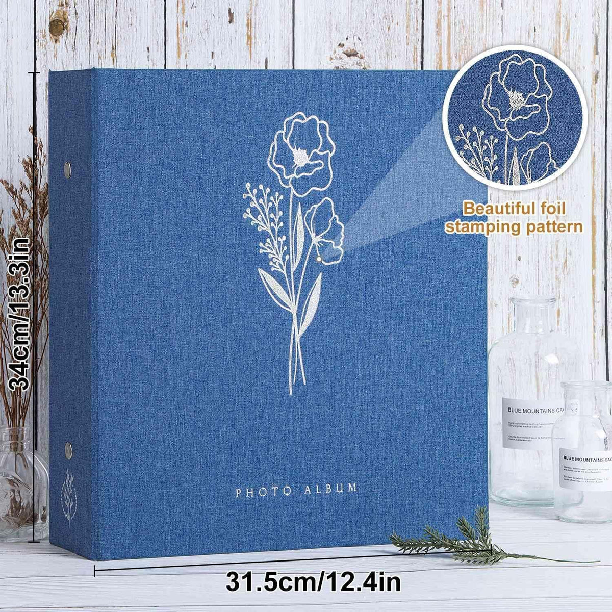 Leinen Fotoalbum 10x15 600 Blau Großes Einsteckalbum Hoch