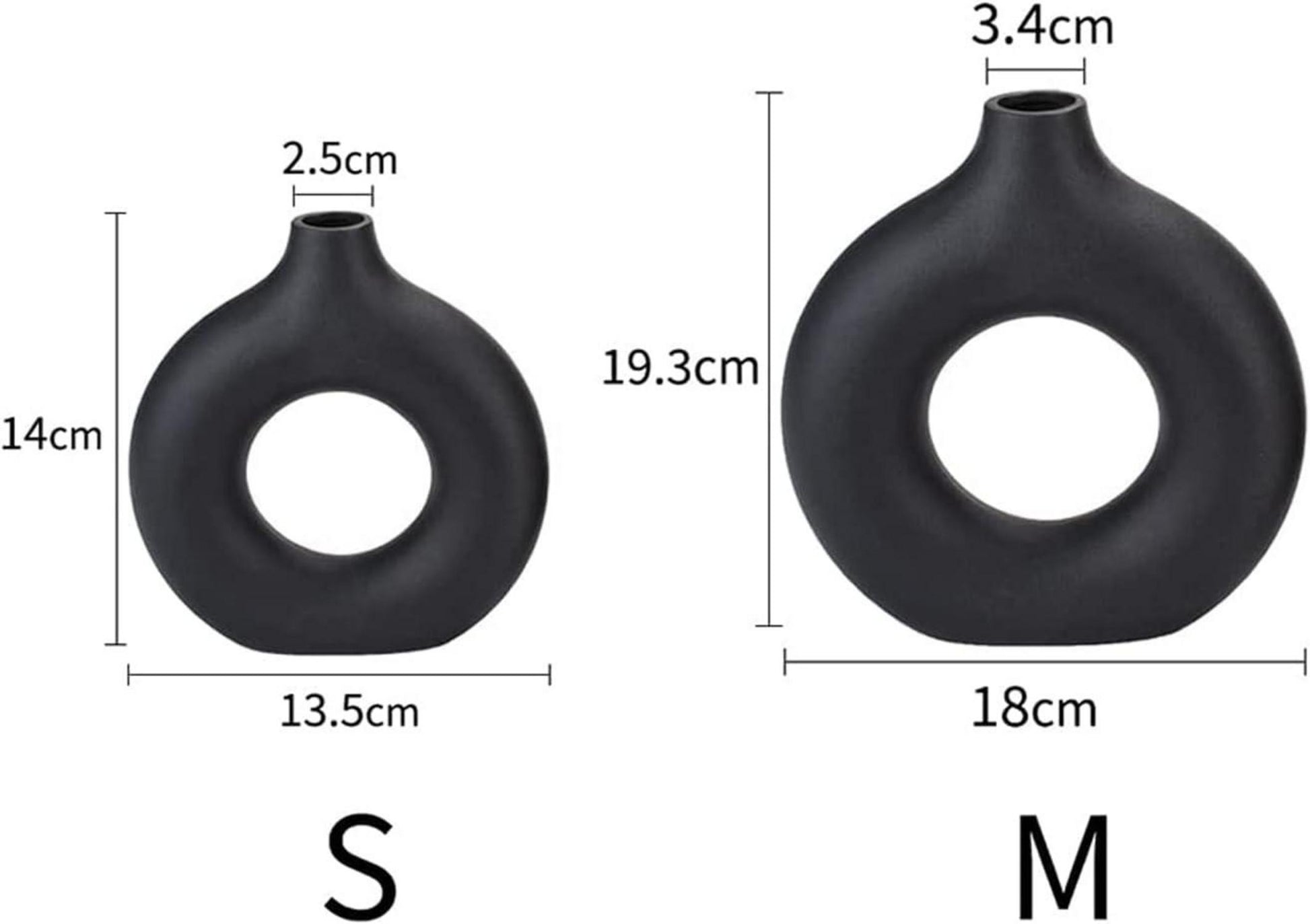 Moderne Handmade Keramik Vasen Set Schwarz, Wohnkultur Büro