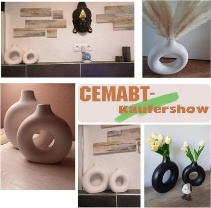 Vasen für Pampasgras Moderne Vase Schwarz Keramik Deko Set