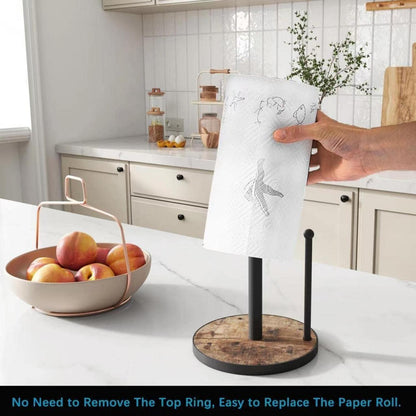 OROPY Küchenrollenhalter Braun Holzbasis Landhausstil Jumbo