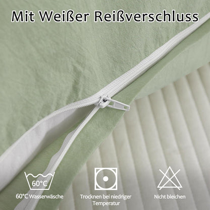 Gewaschener Baumwoll Kissenbezug 40x40 cm - 2er Set Hellgrün