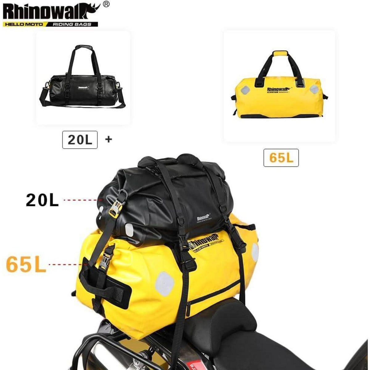 Motorrad Gepäcktasche Wasserdicht 20-65L Rücksitz Tasche