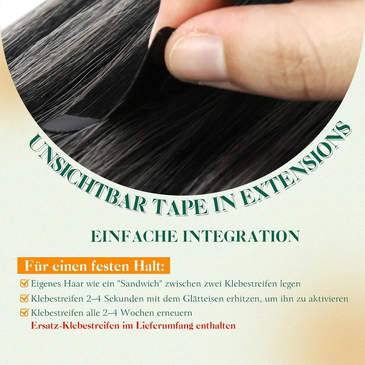 Echthaar Tape Extensions Schwarz Silber Ombre 45cm