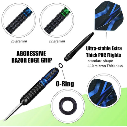 Grebarley Profi Dartpfeile Set | 12 Stk. Steeldarts 20g