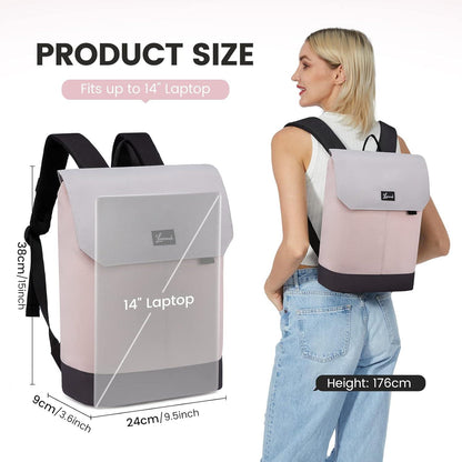 Kleiner Damen Laptop Rucksack mit USB Ladeanschluss Wasserdicht in Rosa