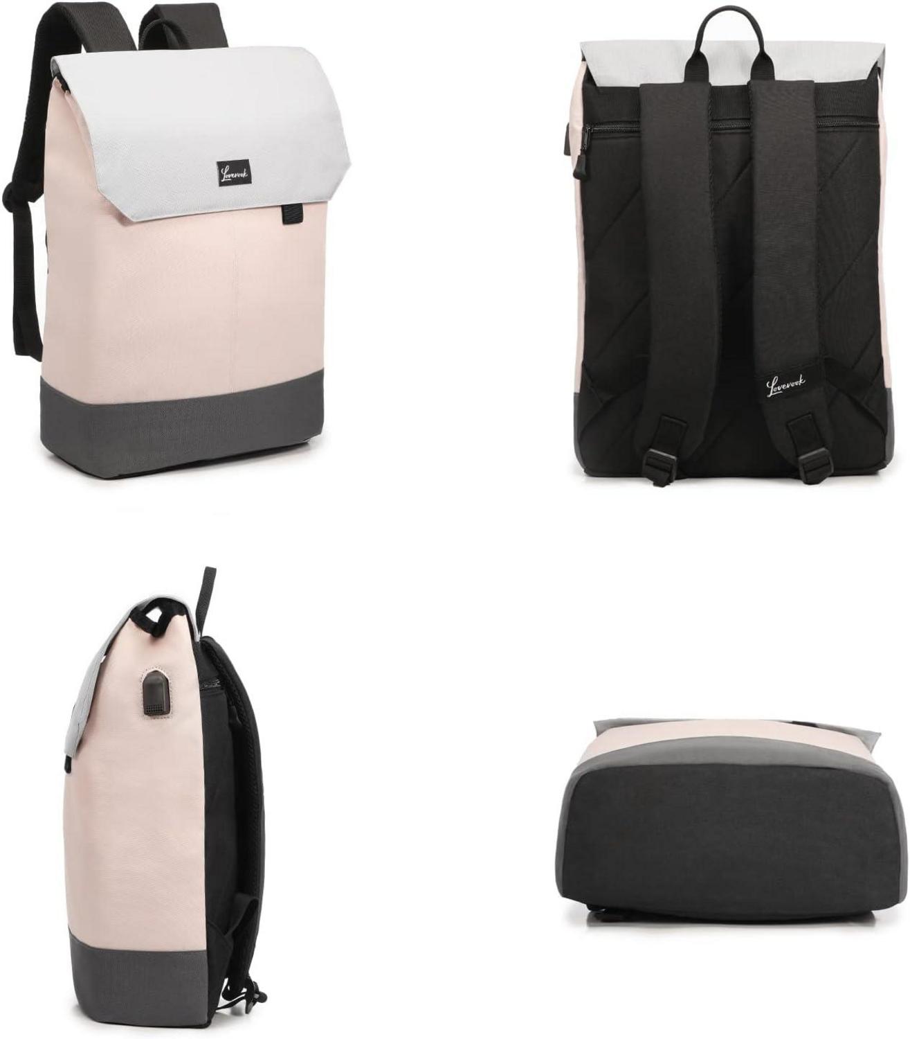Kleiner Damen Laptop Rucksack mit USB Ladeanschluss Wasserdicht in Rosa