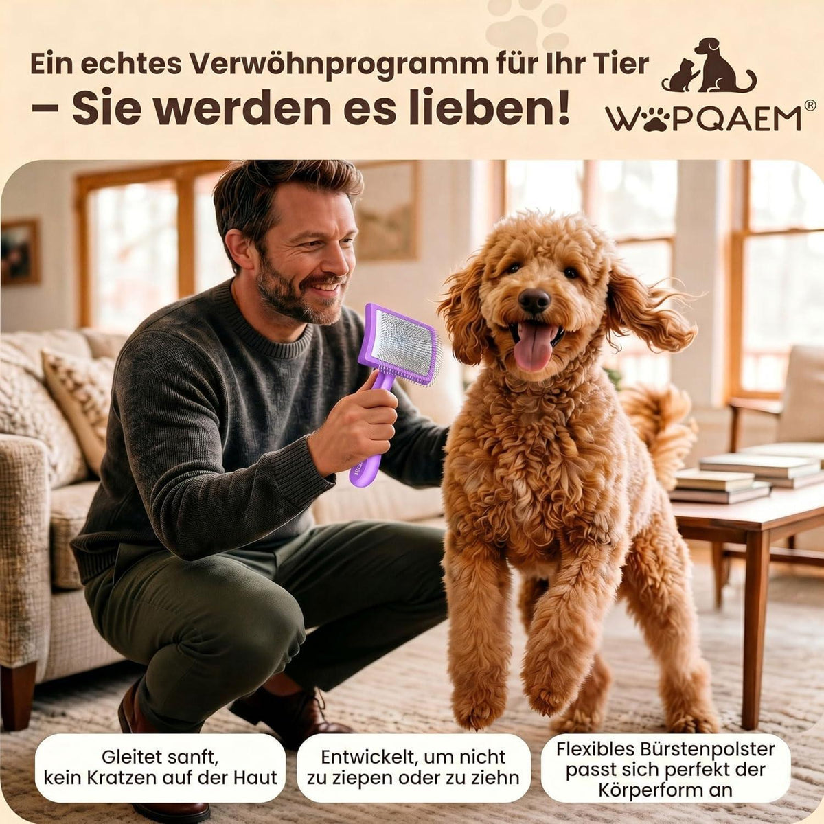 Slicker Bürste für Hunde & Katzen – Langhaar & Unterwolle