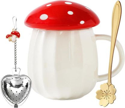 Kawaii Pilztasse Set mit Deckel Geschenk Mädchen Weihnachten