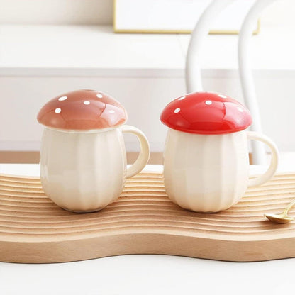 Niedliche Pilztasse Set Kaffee Tee Tasse mit Deckel - Geschenk Mädchen Frauen