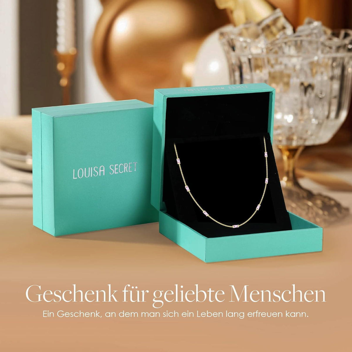Halskette Damen 925 Silber Vergoldet mit Geburtsstein Anhänger